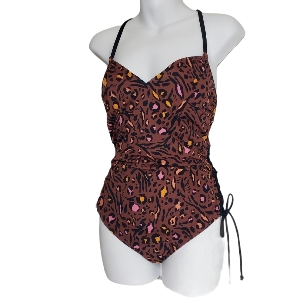 Beach Betty  Slimming Side-Tie Lace-Up Swimsuit M